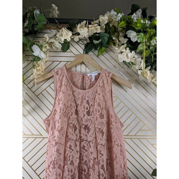 BCBGeneration Women's Pink Lace Sheer Tank Blouse Sleeveless Size Small - Picture 2 of 8